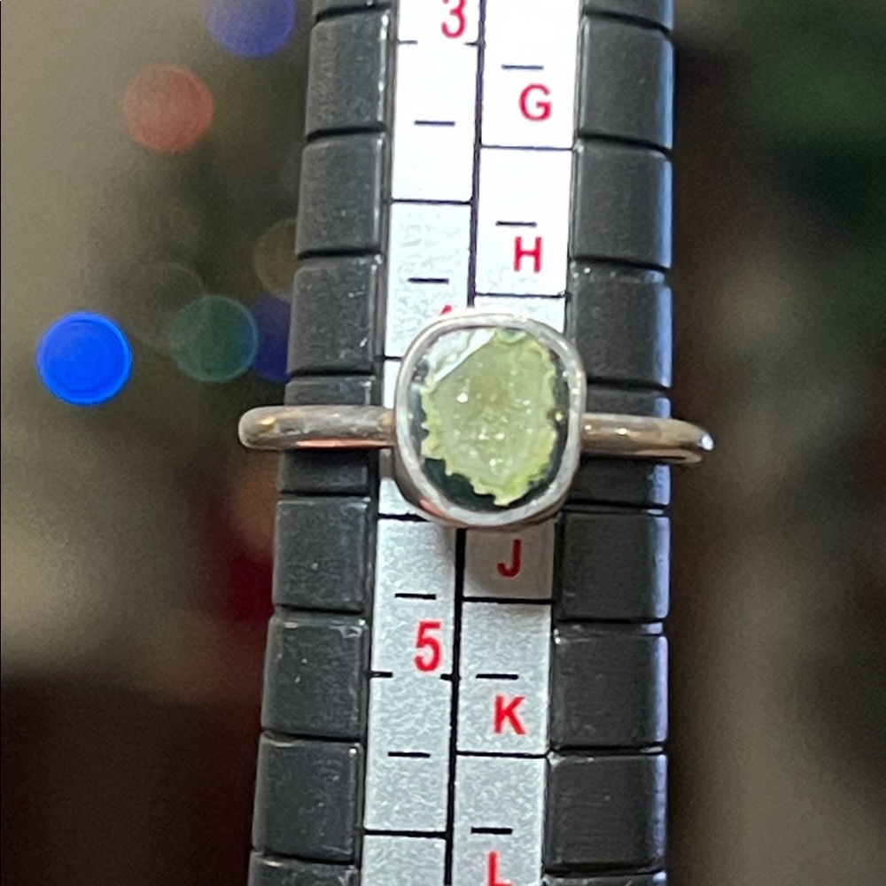 Vintage Dainty Tiny Mini Geode Sterling Silver Ring